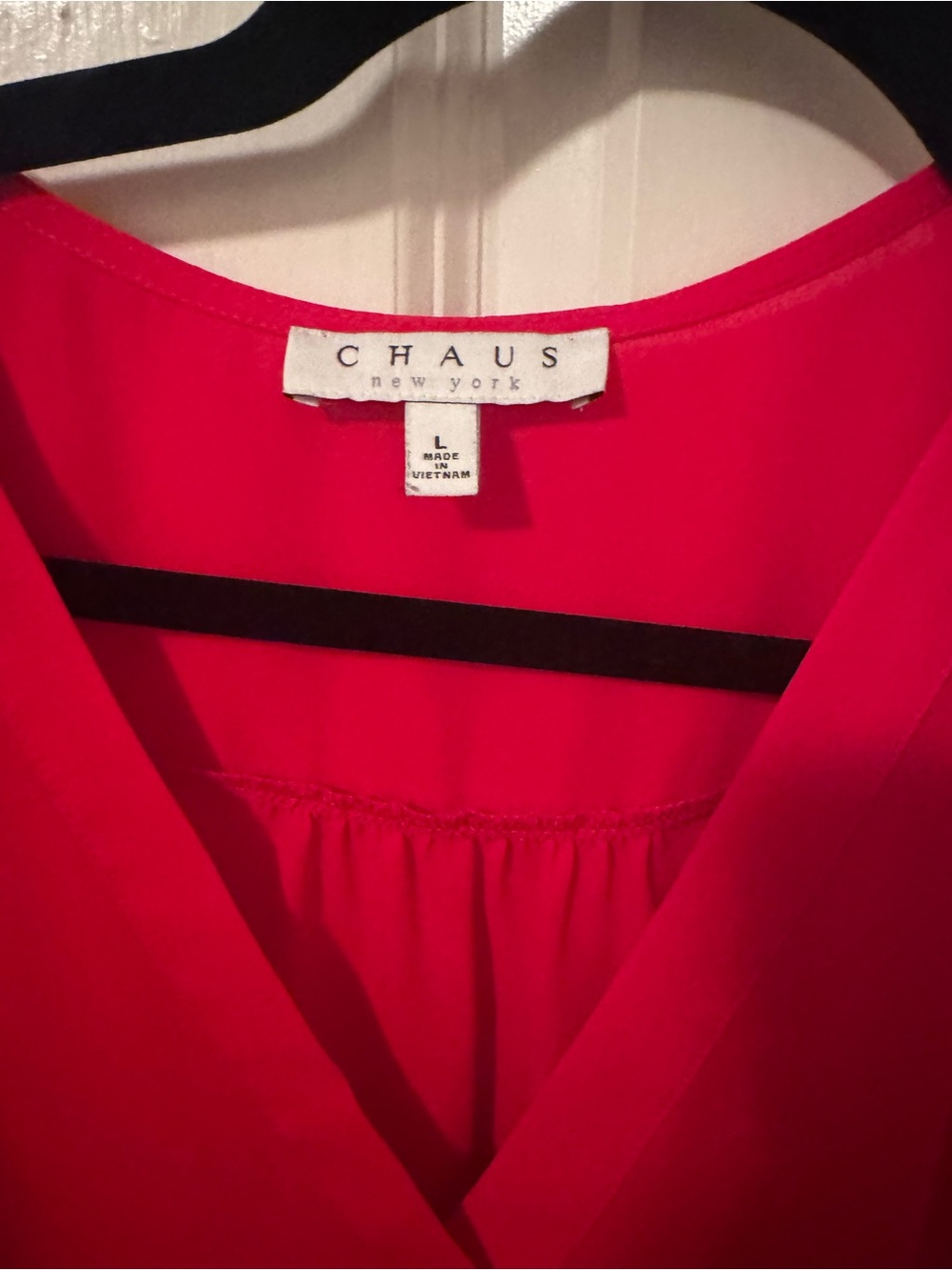 Chaus Bright Red V-Neck Flutter Sleeve Blouse - Picture 2 of 3